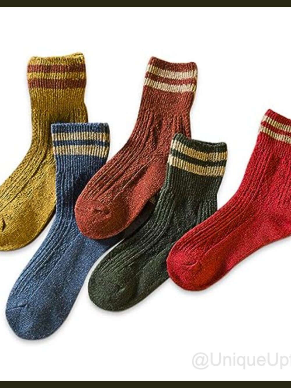 5 Pairs Women's Vintage Wool Cotton Winter Crew Socks Warm Cozy Gift
